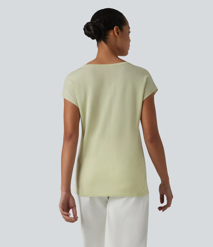V Neck Short Sleeve Work Sweater