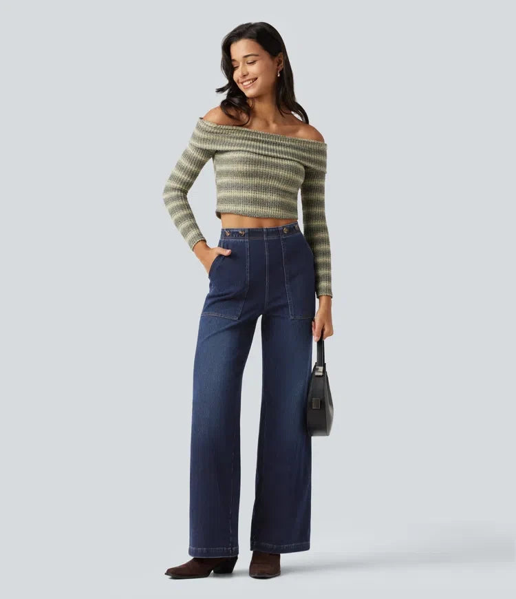 Halara Flex High Waisted Wide Leg Jeans with Pockets