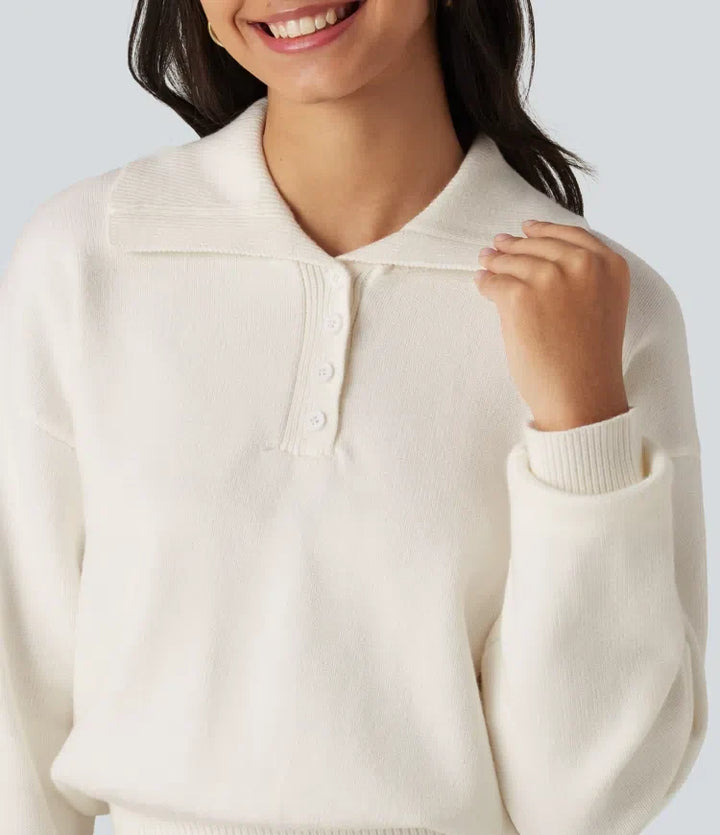 Collared Half Zip Long Sleeve Work Sweater
