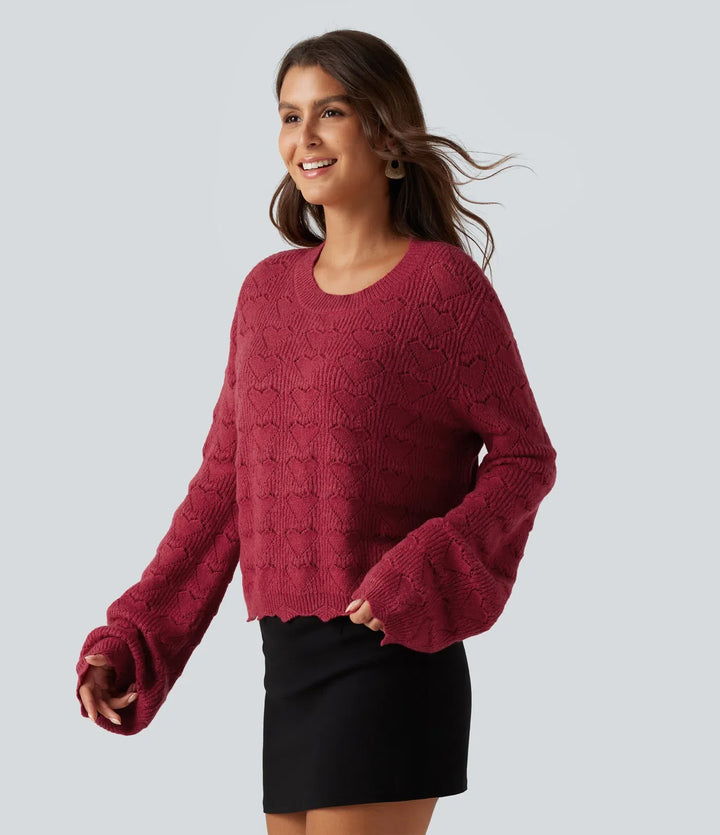 Round Neck Dropped Shoulder Long Sleeve Casual Sweater