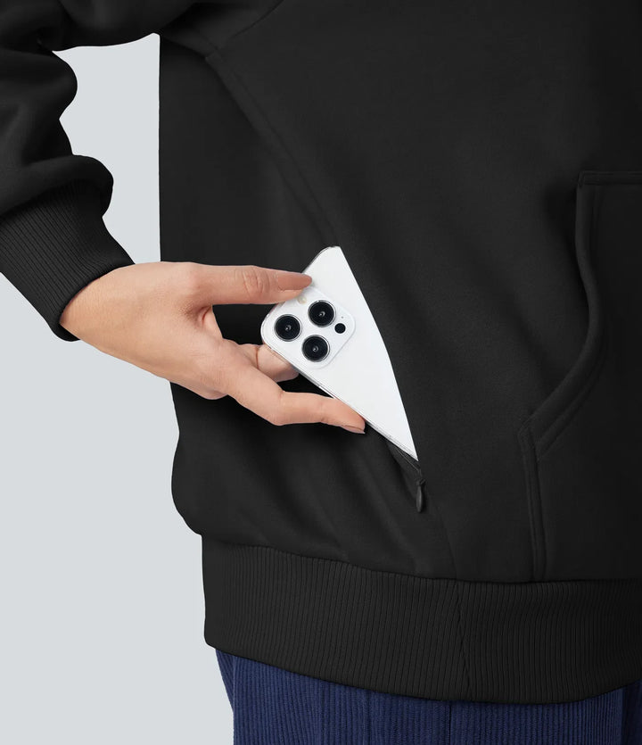 Hooded Drawstring Long Sleeve Fleece Casual Cotton Sweatshirt with Pockets