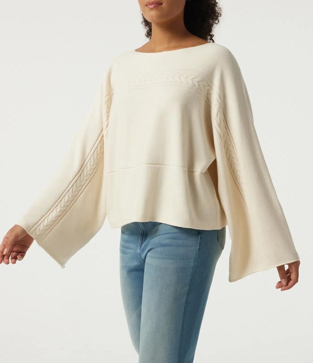 Boat Neck Long Bell Long Sleeve Casual Sweater