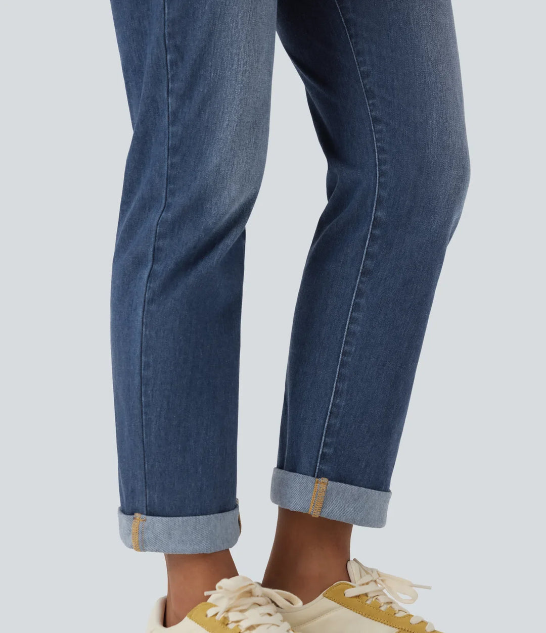 Halara Flex High Waisted Rolled Hem Casual Slim Jeans with Pockets