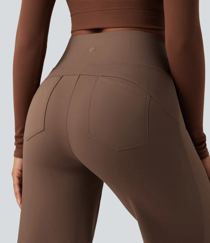 DayStretch High Waisted Tummy Control Wide Leg Baggy Yoga Pants with Pockets
