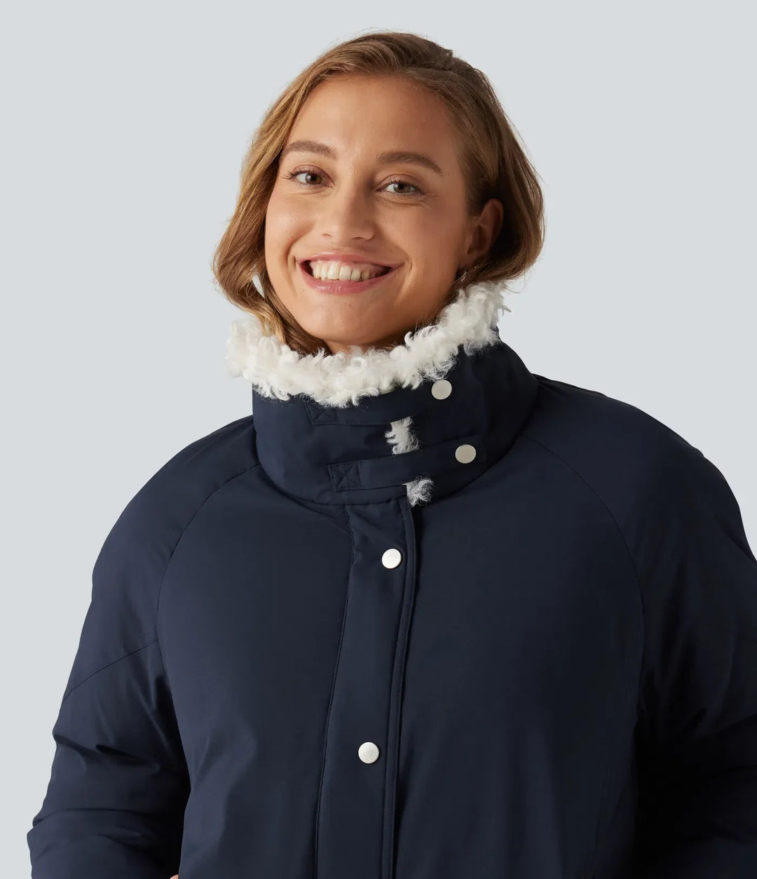 Collared Long Sleeve Casual Padded Jacket with Pockets