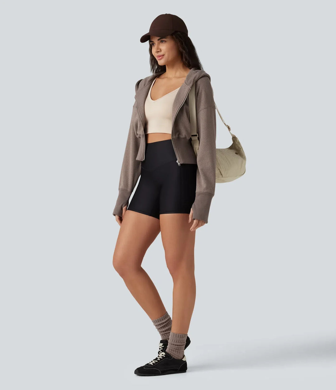 Hooded Raglan Long Sleeve Thumb Hole Casual Sweatshirt