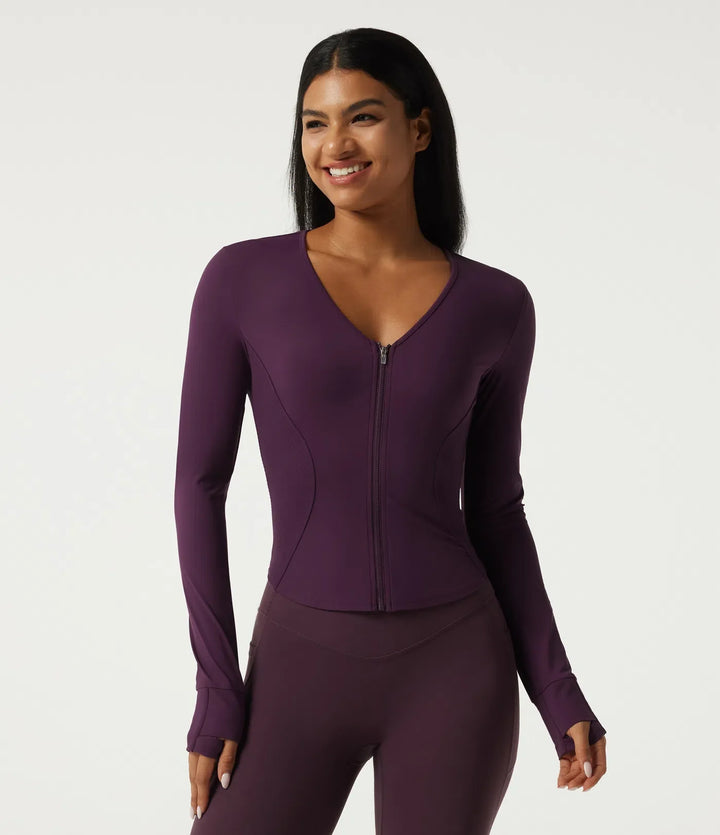 Halara UltraSculpt V Neck Long Sleeve Yoga Jacket with Pockets