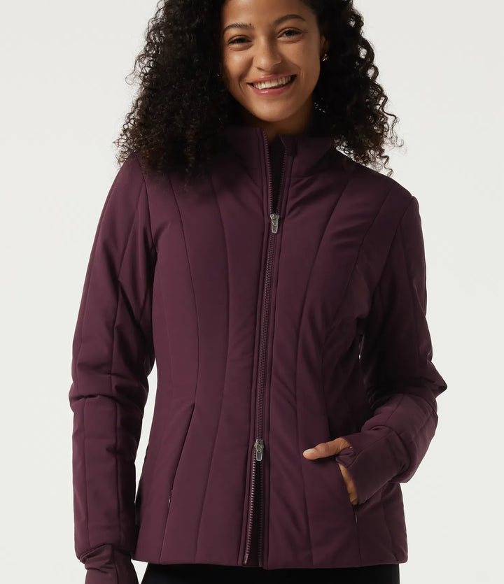 PuffFlex Wrinkle Recovery Mock Neck Slim Casual Padded Jacket with Pockets