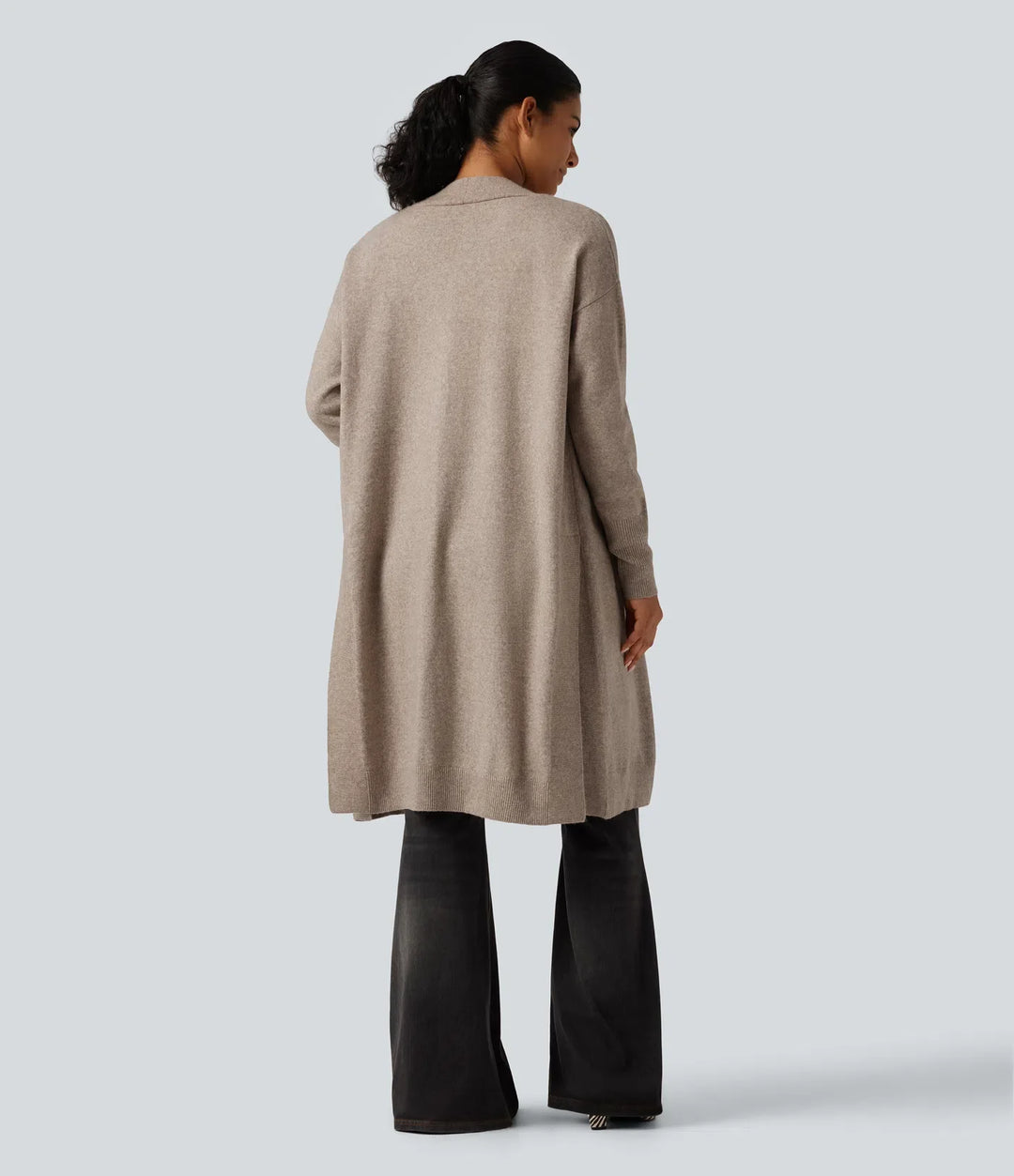 Long Sleeve Open Front Casual Cardigan with Pockets