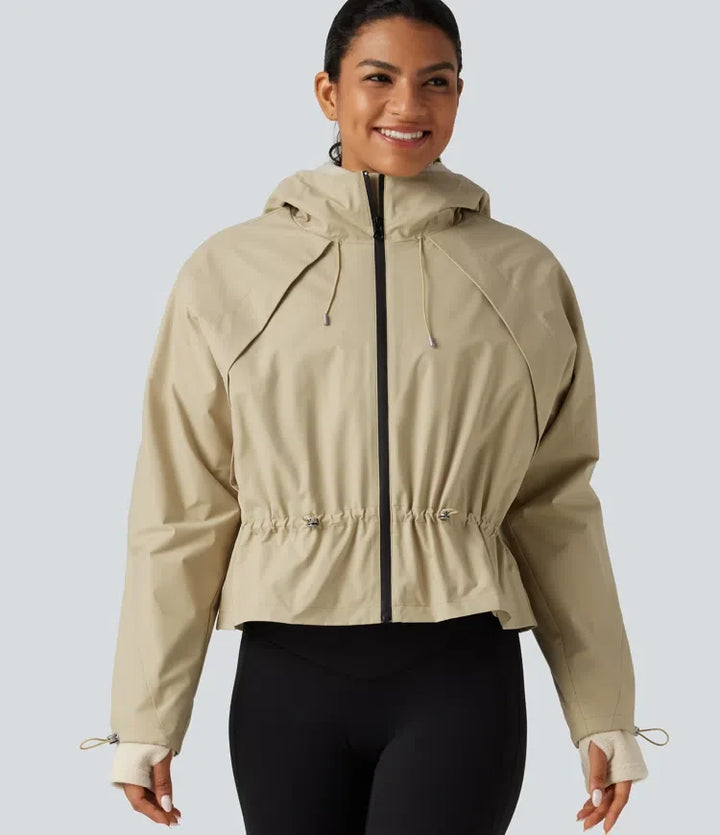 Hooded Long Sleeve 2-Piece Hiking Windbreaker Jacket with Pockets