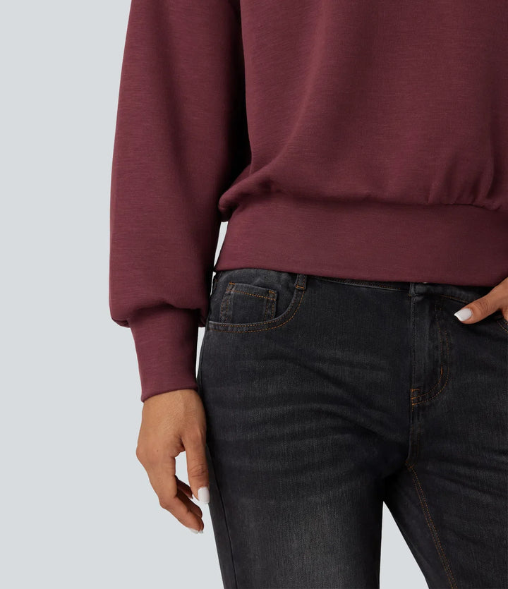SpacerTek Funnel Neck Half Zip Oversized Casual Sweatshirt
