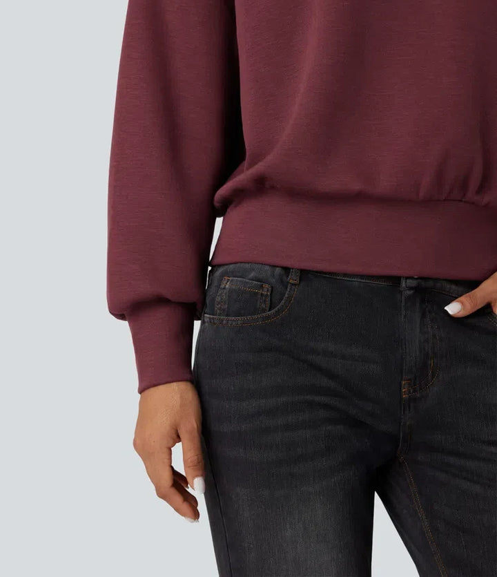 SpacerTek Funnel Neck Half Zip Oversized Casual Sweatshirt