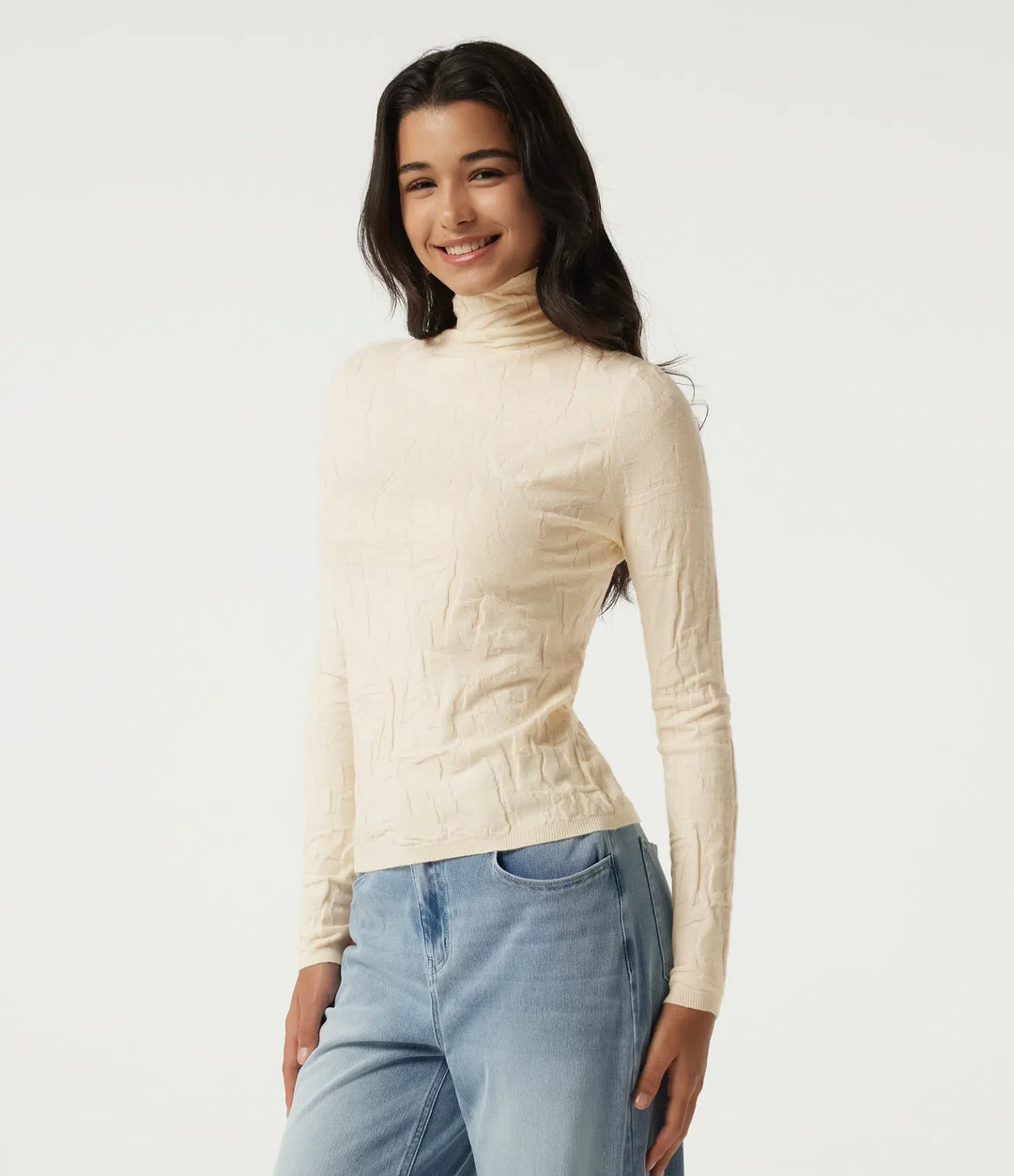 High Neck Long Sleeve Slim Work Sweater