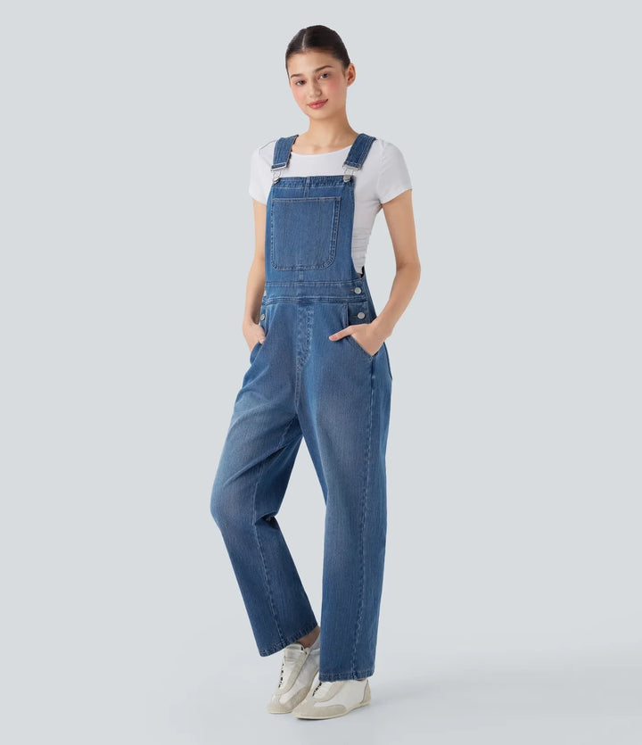 Halara Flex Straight Leg Denim Casual Overalls with Pockets
