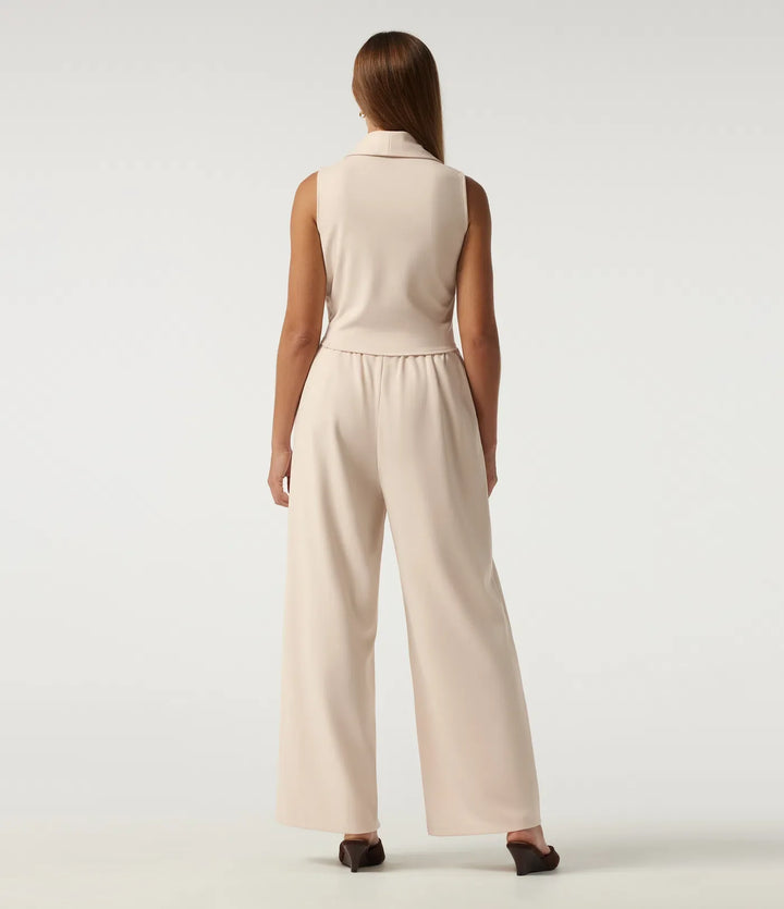 Lapel Collar Sleeveless Straight Leg Work Jumpsuit with Pockets - Easy Peezy Edition