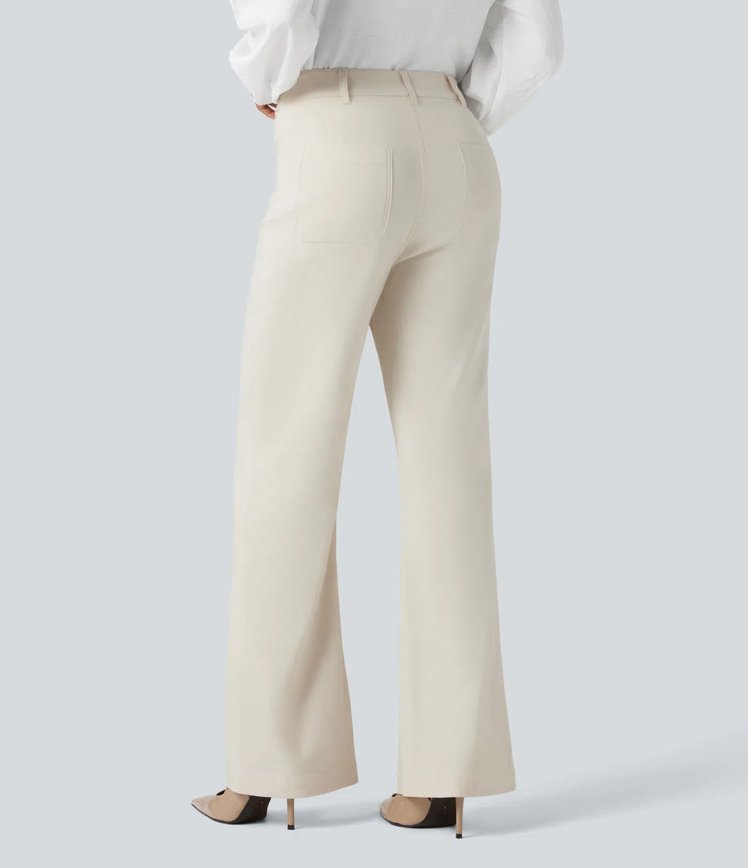 High Waisted Work Flare Pants with Pockets