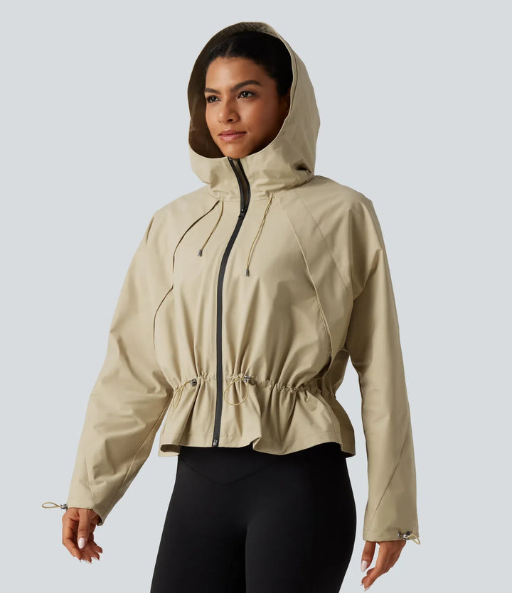 Hooded Long Sleeve 2-Piece Hiking Windbreaker Jacket with Pockets