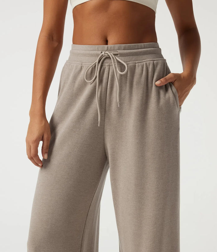Mid Rise Drawstring Wide Leg Workout Pants with Pockets