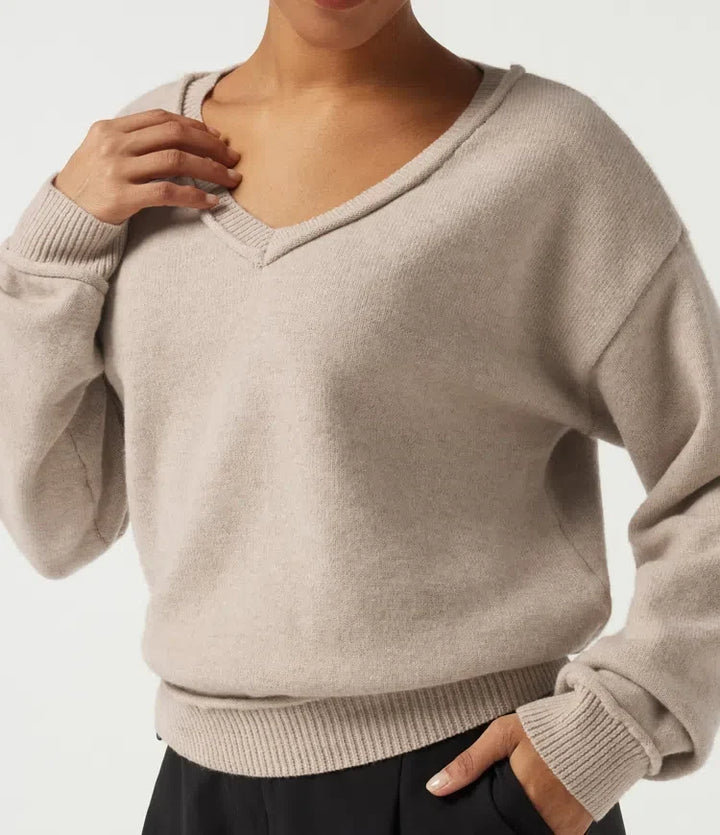 V Neck Long Sleeve Casual Sweater