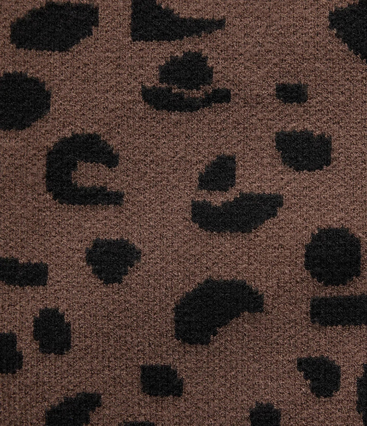 Round Neck Leopard Print Long Sleeve Casual Sweater