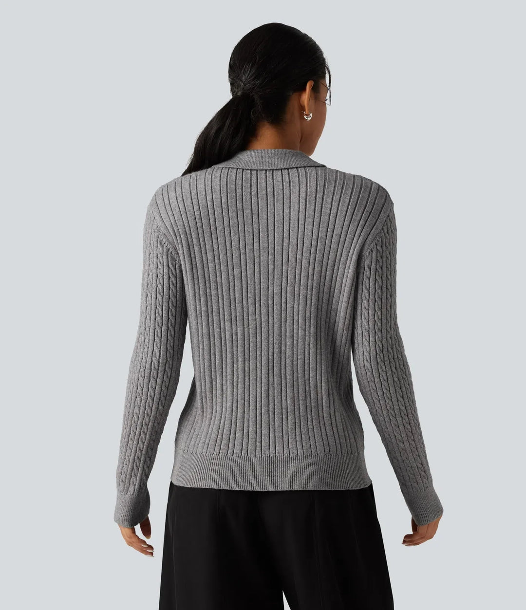 Lapel Long Sleeve Work Sweater