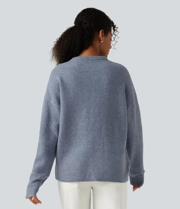 Round Neck Long Sleeve Work Sweater