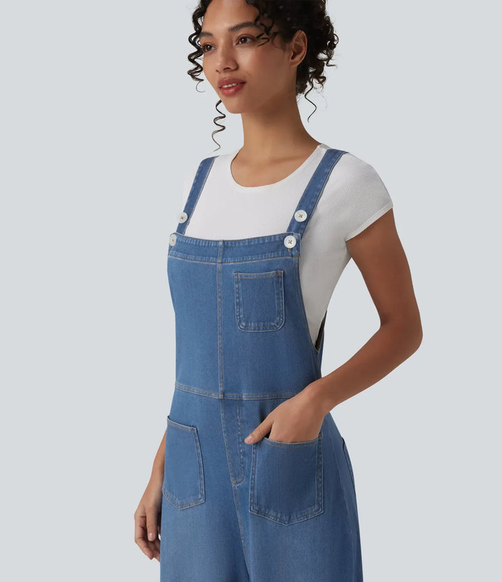 Halara Flex Adjustable Straps Draped Lyocell Washed Casual Baggy Overalls with Pockets