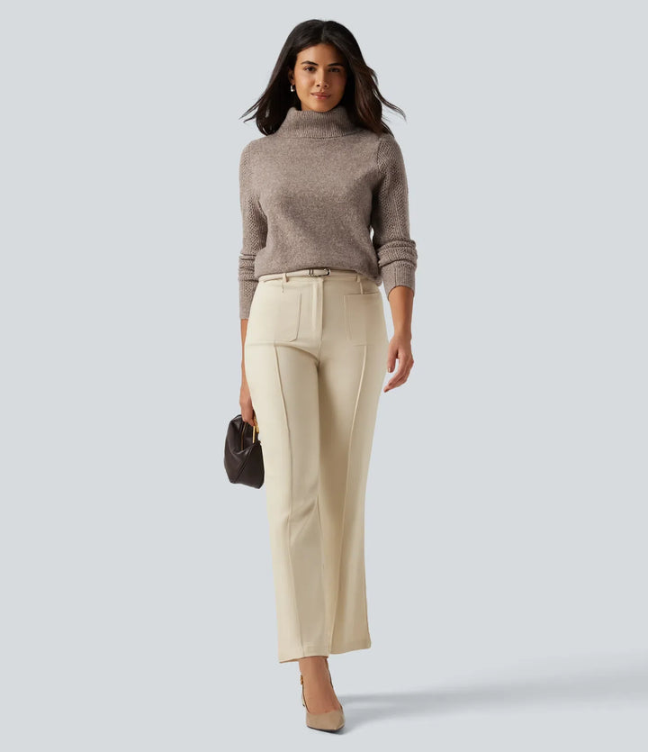 High Neck Long Sleeve Slim Work Sweater