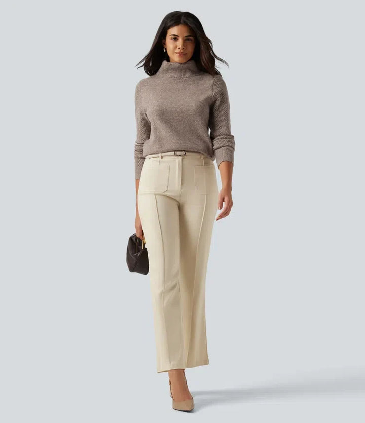 High Neck Long Sleeve Slim Work Sweater