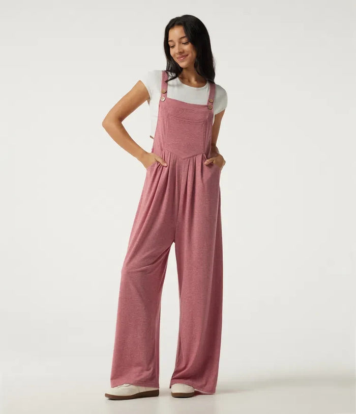 Heathered Casual Overalls with Pockets