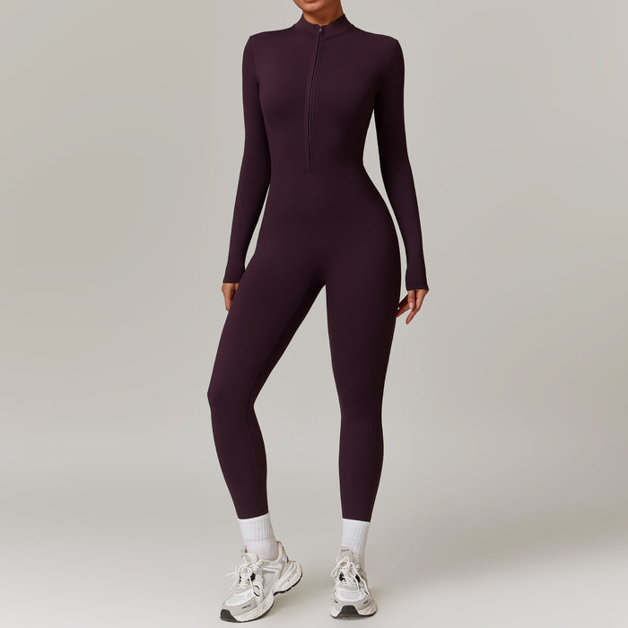 Brooke | Zip-Front Fleece-Lined Yoga Jumpsuit