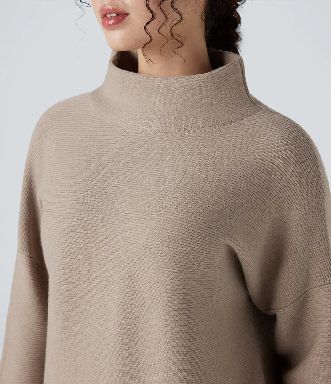 Mock-neck Long Sleeve Casual Sweater