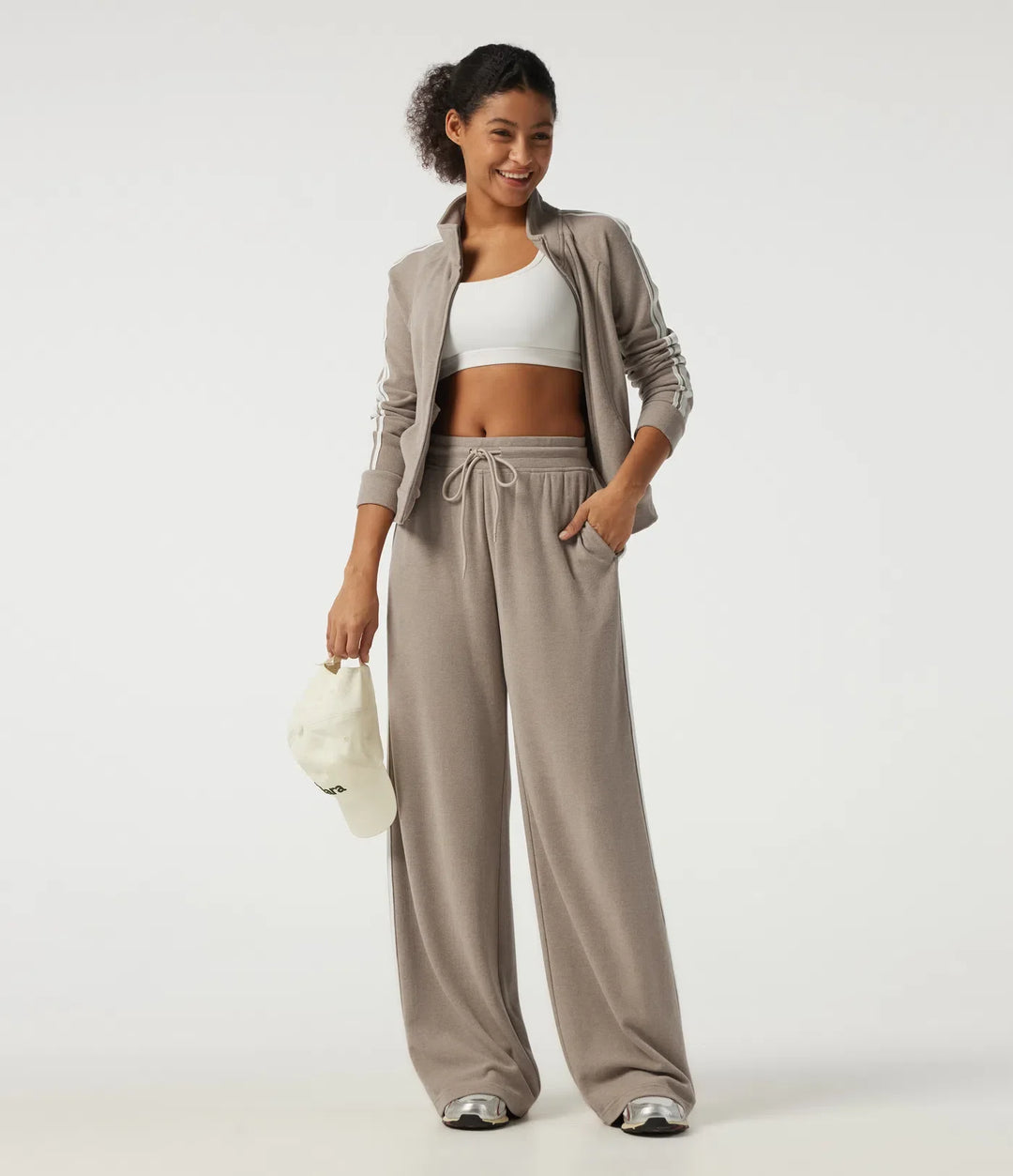 Mid Rise Drawstring Wide Leg Workout Pants with Pockets