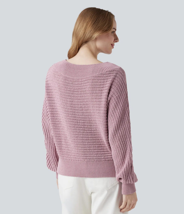 Off Shoulder Long Sleeve Casual Sweater