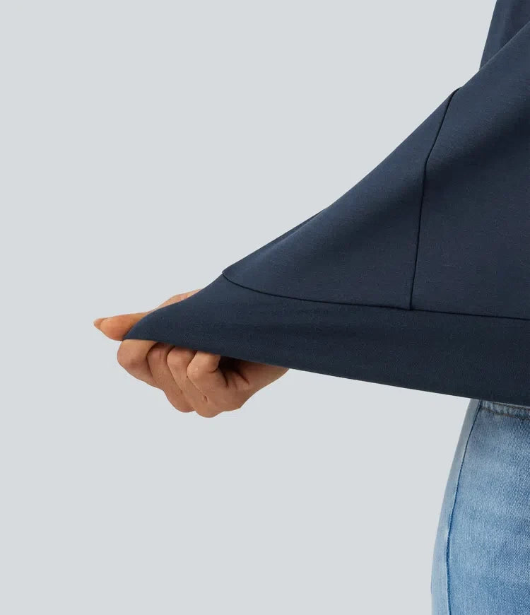 Round Neck Puff 3/4 Sleeve Casual Sweatshirt