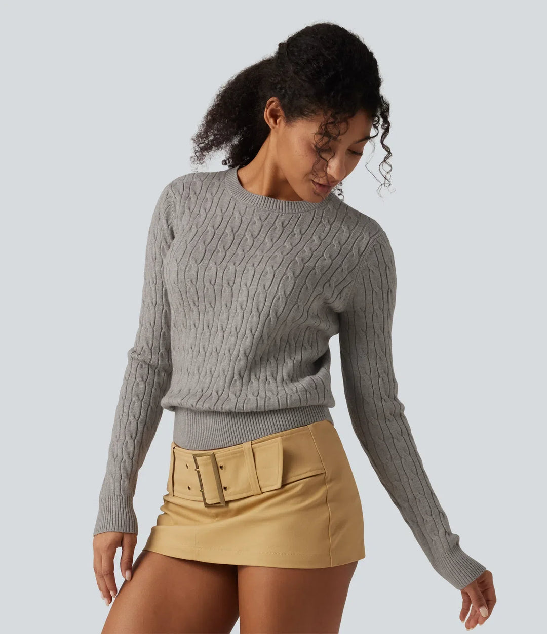 Round Neck Long Sleeve Work Sweater