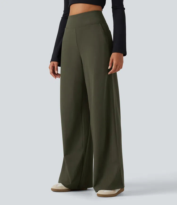 DayStretch High Waisted Wide Leg Casual Pants with Pockets