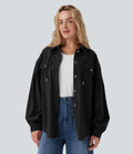 Hooded Drawstring Long Sleeve Corduroy Casual Jacket with Pockets