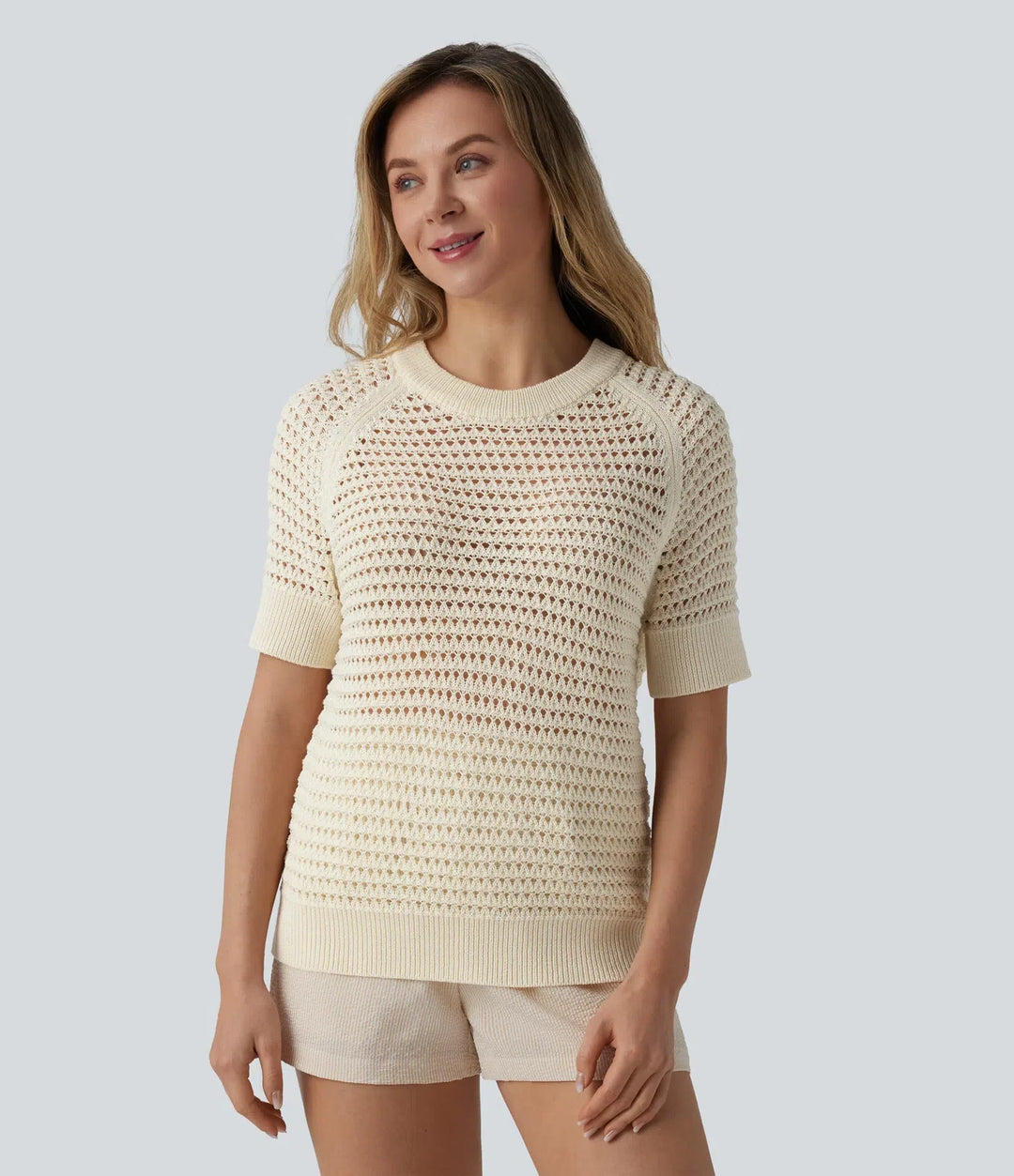 Round Neck Short Sleeve Sweater