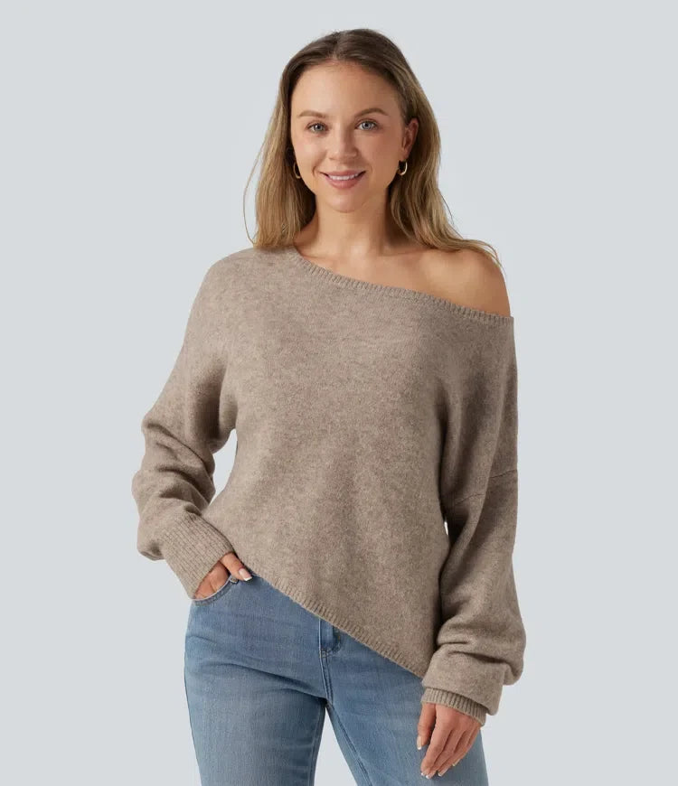 One Shoulder Long Sleeve Asymmetric Casual Sweater