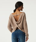 Boat Neck Long Sleeve Cut Out Back Casual Sweater