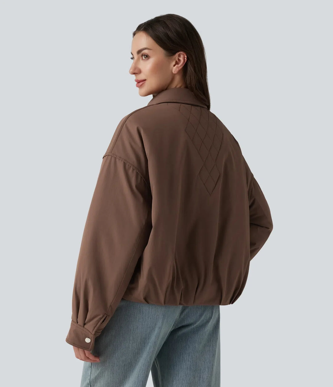 Long Sleeve Casual Padded Jacket with Pockets