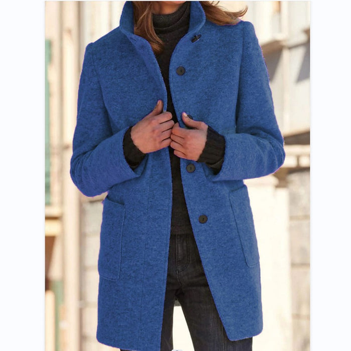 Quinn | Stand Collar Button Coat with Side Pockets