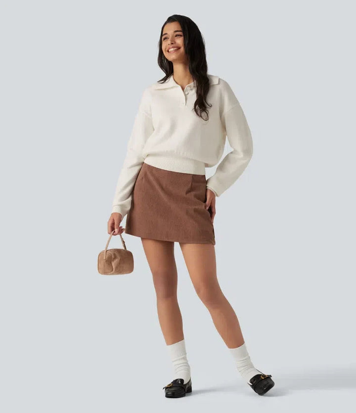 Collared Half Zip Long Sleeve Work Sweater