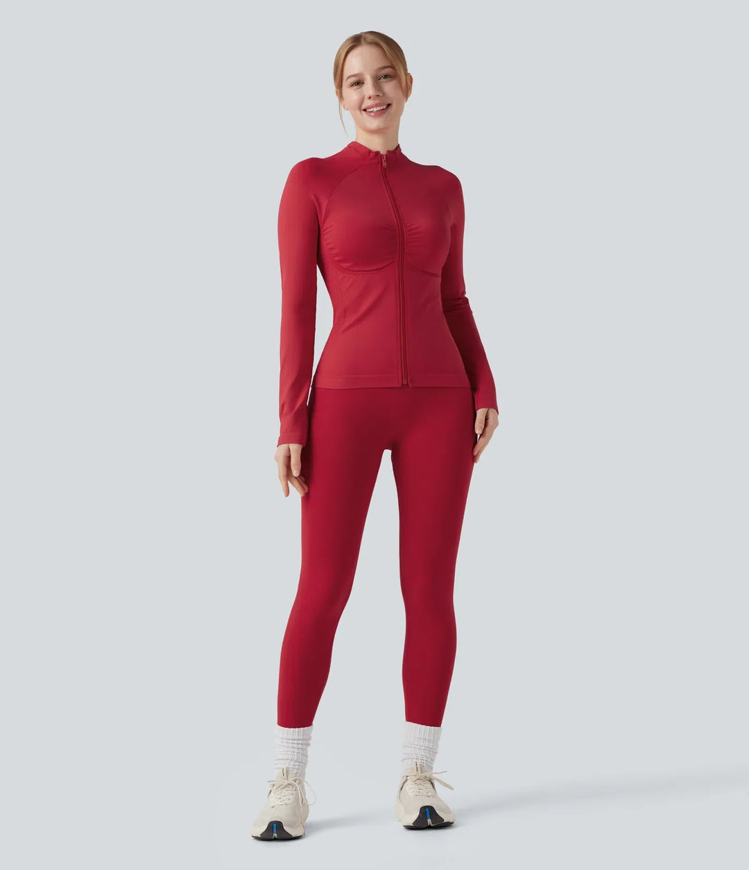 OneForm Seamless Flow Long Sleeve Zipper Ruched Yoga Jacket