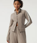 Stand Collar Raglan Long Sleeve Stripe Running Jacket with Pockets