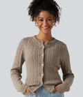 Round Neck Long Sleeve Work Cardigan
