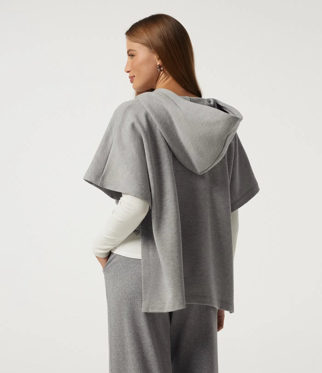 Hooded Short Sleeve Split Hem Casual Sweatshirt