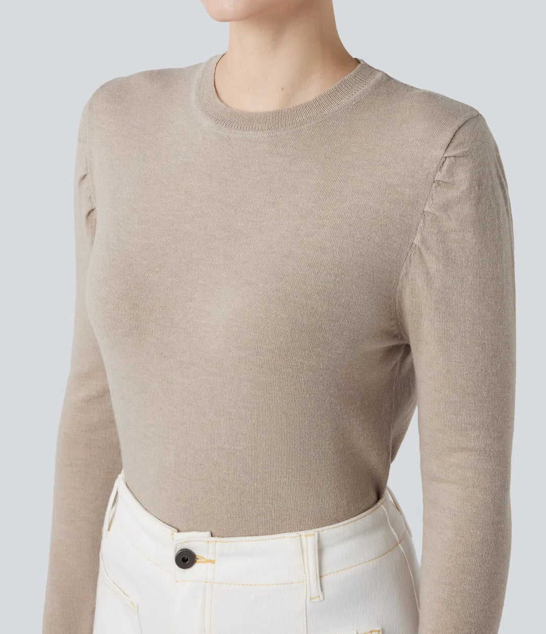 Round Neck Long Sleeve Work Sweater