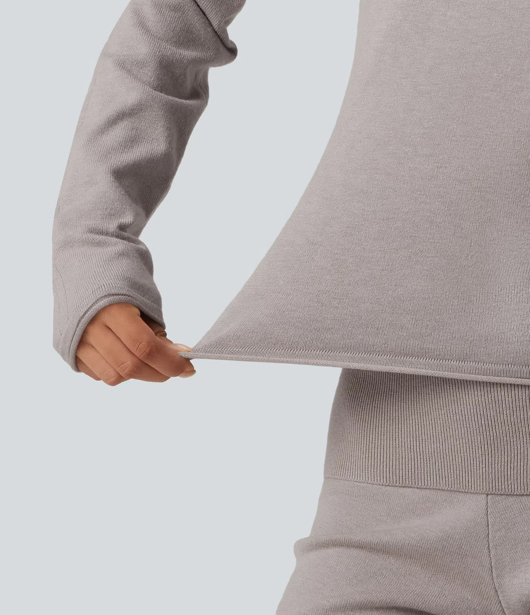 Hooded Long Sleeve Rolled Hem Lounge Sweater